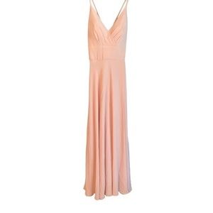 Mori lee bridesmaid light pink long formal dress. Size 10. Halter style straps.
